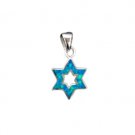 1.4 Centimeter Sterling Silver Star of David Pendant with an Opal Inlay