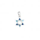Sterling Silver Star of David Pendant with Rhinestone Accents