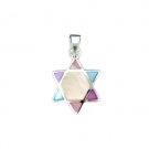 2 cm sterling silver Star of David pendant with different colored inlays