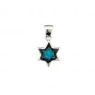 1.4 Centimeter Sterling Silver Star of David Pendant with an Opal