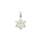 1.5 Centimeter Sterling Silver Star of David Pendant with Rhinestones