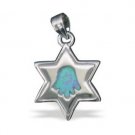 Star of David and Blue Hamsa Pendant