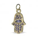 Goldfild Hamsa Pendant with Purple Stones