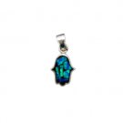 1.7 Centimeter Sterling Silver Hamsa Pendant with Opal