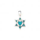 Sterling silver Star of David pendant with opal