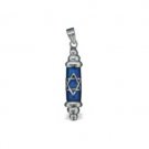 Mezuzah Pendant with Star of David on Blue