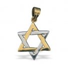 Star of David Necklace Pendant with Gold and Silver