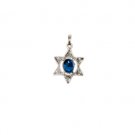 Star of David with dark blue oval cut stone