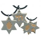 1.5 Centimeter Cut-Out Pendants in Stainless Steel with a Rubber Necklace