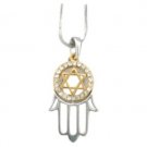 3 Centimeter Rhodium Hamsa Pendant with a Necklace