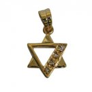 Goldfild Pendant with Modern Star of David and Stones