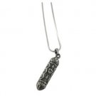 Stainless steel pendant of a mezuzah with a rhodium chain