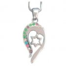 Rhodium necklace with Star of David and multi-colored rhinestones