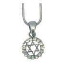 Silver necklace and pendant with a Star of David inside of a ring