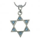 Star of David Pendant with Light Blue Stones