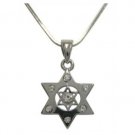 2 Centimeter Rhodium Pendant with Two Stars of David