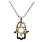 2.5 Centimeter Rhodium Hamsa Pendant with a Necklace