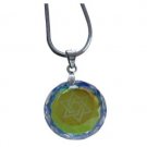 Rhodium Pendant with Star of David Lazer-Cut Inside of a Blue Stone