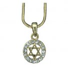 Golden-Colored Rhodium Pendant and of a Star of David in a Circular Frame