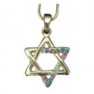 Star of David Pendant and Chain with Golden Rhodium