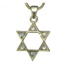 Golden Star of David made from Rhodium with six stone accents