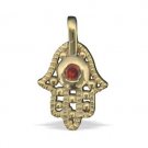 Goldfild Hamsa Pendant with Orange Stone