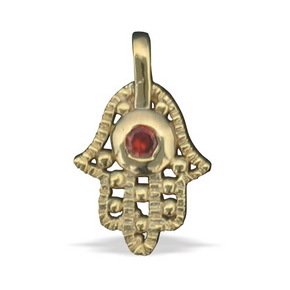 Goldfild Hamsa Pendant with Orange Stone