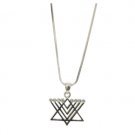 1.5 Centimeter Rhodium Pendant with Menorah Star of David
