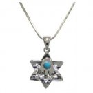 2 cm Star of David pendant made from Rhodium with a Hamsa