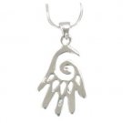 3 Centimeter Rhodium Hamsa Pendant with a Chain