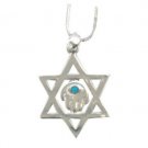 2.5 Centimeter Rhodium Star of David Pendant with a Hamsa