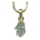 Golden Rhodium Hamsa Pendant with a Chain