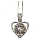 3 cm pearl pendant with heart and Star of David