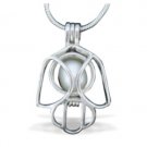 Rhodium Hamsa pendant with a pearl
