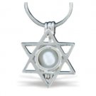 2 piece Rhodium crafted Star of David pendant with pearl