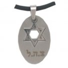 Stainless Steel Oval Pendant with a Star of David