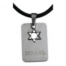 Stainless Steel Dog Tag Pendant with the word Israel engraved in English