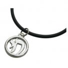 Circle Chai Pendant with Rubber Chain in Stainless Steel