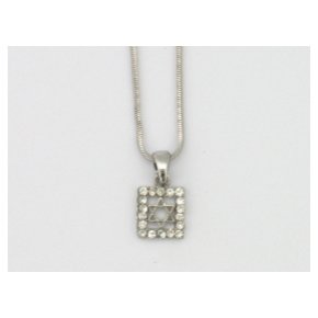 Square Magen David Pendant with stones