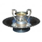 Silver Washing Basin with Diamond Shapes and Flowers