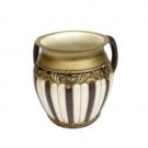 Polyresin Washing Cup with Flowers and White and Brown Stripes