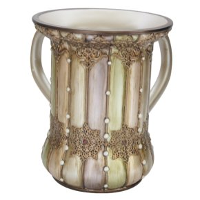 16 Centimeter Polyresin Ritual Hand Washing Cup has been Painted in Pastels