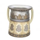 15 Centimeter Ritual Hand Washing Cup in Cream and Silver in Polyresin