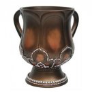 Brown Polyresin Ritual Washing Cup with Pearl Flower Design