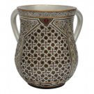 15 Centimeter Polyresin Washing Cup with Stars of David and Floral Pattern