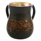 15 Centimeter Black  Washing Cup with Flower and Stucco Moulding