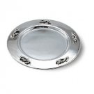 Sterling Silver Plate with Five Flower Blossoms and Leaves