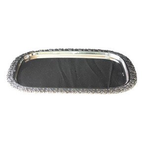 Silver Plated Square Serving Tray with Bowing Flowers