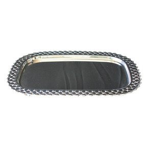 Silver Plated Square Serving Tray with Argyle Pattern