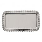Silver Plated Rectangle Tray with Flowered Stripes
